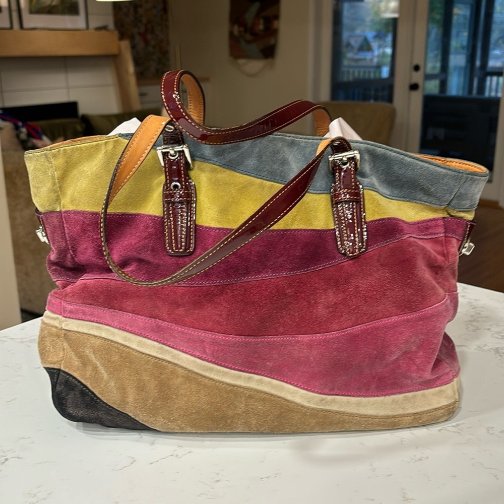 Coach suede wave tote bag